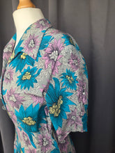 Load image into Gallery viewer, 1940s CC41 Teal, Lilac and Yellow Crepe Dress and Jacket Set
