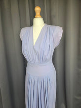 Load image into Gallery viewer, 1940s Lilac Crepe Wrap Front Long Dress
