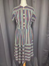 Load image into Gallery viewer, 1940s Orange, Blue and Green Striped Floral Dress
