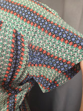 Load image into Gallery viewer, 1940s Orange, Blue and Green Striped Floral Dress
