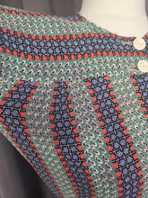 Load image into Gallery viewer, 1940s Orange, Blue and Green Striped Floral Dress
