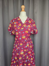 Load image into Gallery viewer, 1940s Burgundy And Multicoloured Floral Dress
