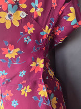 Load image into Gallery viewer, 1940s Burgundy And Multicoloured Floral Dress
