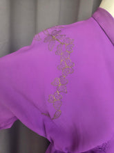 Load image into Gallery viewer, 1940s Bright Purple Crepe Dress With Gold Embroidery
