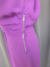 Load image into Gallery viewer, 1940s Bright Purple Crepe Dress With Gold Embroidery
