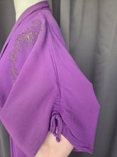 Load image into Gallery viewer, 1940s Bright Purple Crepe Dress With Gold Embroidery
