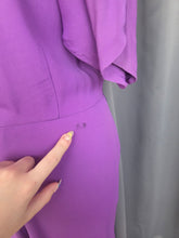 Load image into Gallery viewer, 1940s Bright Purple Crepe Dress With Gold Embroidery

