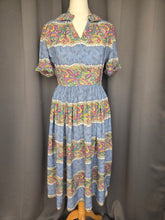 Load image into Gallery viewer, 1940s Sky Blue and Multicoloured Paisley Print Dress
