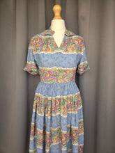 Load image into Gallery viewer, 1940s Sky Blue and Multicoloured Paisley Print Dress
