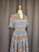 Load image into Gallery viewer, 1940s Sky Blue and Multicoloured Paisley Print Dress
