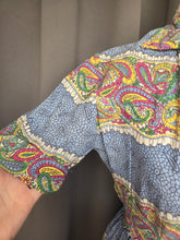 Load image into Gallery viewer, 1940s Sky Blue and Multicoloured Paisley Print Dress
