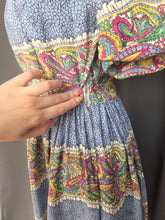 Load image into Gallery viewer, 1940s Sky Blue and Multicoloured Paisley Print Dress
