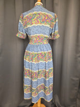 Load image into Gallery viewer, 1940s Sky Blue and Multicoloured Paisley Print Dress
