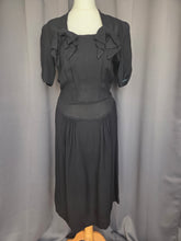 Load image into Gallery viewer, 1940s Black Bow Collar Dress
