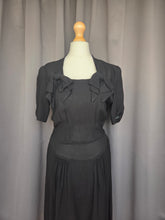 Load image into Gallery viewer, 1940s Black Bow Collar Dress
