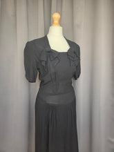 Load image into Gallery viewer, 1940s Black Bow Collar Dress
