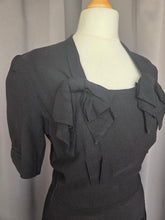 Load image into Gallery viewer, 1940s Black Bow Collar Dress
