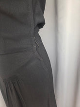 Load image into Gallery viewer, 1940s Black Bow Collar Dress
