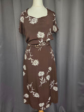 Load image into Gallery viewer, 1940s Brown and White Rayon Jersey Dress
