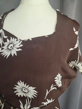Load image into Gallery viewer, 1940s Brown and White Rayon Jersey Dress
