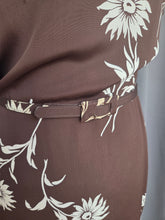 Load image into Gallery viewer, 1940s Brown and White Rayon Jersey Dress
