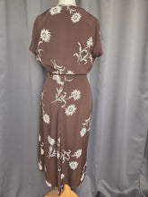 Load image into Gallery viewer, 1940s Brown and White Rayon Jersey Dress
