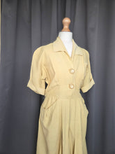 Load image into Gallery viewer, 1940s Lemon Yellow Dress With Big Buttons
