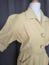 Load image into Gallery viewer, 1940s Lemon Yellow Dress With Big Buttons
