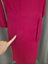 Load image into Gallery viewer, 1940s Raspberry/Burgundy Soutache Peplum Dress
