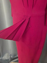 Load image into Gallery viewer, 1940s Raspberry/Burgundy Soutache Peplum Dress
