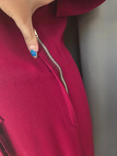 Load image into Gallery viewer, 1940s Raspberry/Burgundy Soutache Peplum Dress
