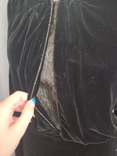 Load image into Gallery viewer, 1920s/1930s Rare Black Silk Velvet Dress With Embroidered Sleeves
