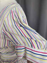 Load image into Gallery viewer, 1940s Off White Pink, Blue and Yellow Stripe Milkmaid Style Dress

