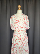 Load image into Gallery viewer, 1940s White Dress With Red Clover Print
