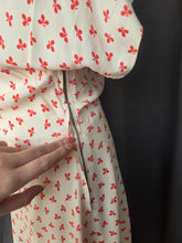 Load image into Gallery viewer, 1940s White Dress With Red Clover Print
