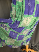 Load image into Gallery viewer, 1940s Blue/Purple and Green Tile Print Silk Dress
