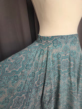 Load image into Gallery viewer, 1950s Blue, Black and White Paisley Print Full Circle Skirt
