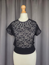 Load image into Gallery viewer, 1940s/1950s Black Beaded Lace Blouse Top
