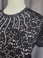 Load image into Gallery viewer, 1940s/1950s Black Beaded Lace Blouse Top
