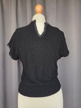 Load image into Gallery viewer, 1940s/1950s Black Beaded Lace Blouse Top
