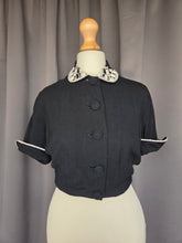 Load image into Gallery viewer, 1940s Black Cropped Lightweight Blouse/Jacket
