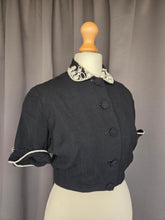 Load image into Gallery viewer, 1940s Black Cropped Lightweight Blouse/Jacket
