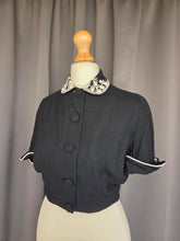 Load image into Gallery viewer, 1940s Black Cropped Lightweight Blouse/Jacket
