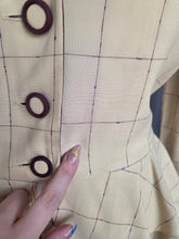 Load image into Gallery viewer, 1940s Pale Yellow and Brown Check Peplum Jacket
