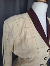 Load image into Gallery viewer, 1940s Pale Yellow and Brown Check Peplum Jacket
