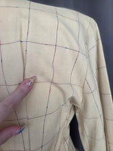 Load image into Gallery viewer, 1940s Pale Yellow and Brown Check Peplum Jacket
