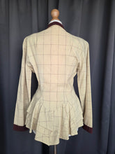 Load image into Gallery viewer, 1940s Pale Yellow and Brown Check Peplum Jacket
