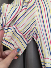 Load image into Gallery viewer, 1940s Off White Pink, Blue and Yellow Stripe Milkmaid Style Dress
