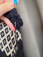 Load image into Gallery viewer, 1940s Navy Blue and White Diamond Print Dress With Button Detail
