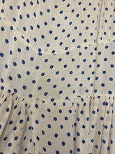 Load image into Gallery viewer, 1940s Blue and White Polka Dot Peplum Dress
